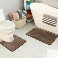 Toilet U-shaped mat two-piece set of solid color, dirt-resistant carpet, bathroom non-slip, water-absorbing floor mat, foot pad