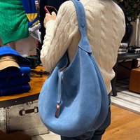 Single Shoulder Large Capacity Blue Suede Tote Bag Women's 2026 New Light Luxury Niche High-end Bags Autumn Package