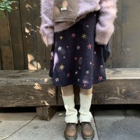 Vintage Cute Mori Girl Style Star Embroidered Lambswool Knee-Length Skirt Fall Winter Korean Fashion A-Line Midi Skirt for Women
