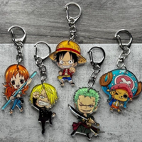 Keychain for One Piece Luffy Nami Sanji Zoro Choppe Anime Cartoon Game Collection Acrylic Toys Gift for Friend DIY Birthday Gift