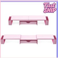 Dual Monitor Stand Riser with Drawer and 2 Pen Holders Metal Computer Stand for Computer Laptop Printer Home and Office Use