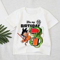 Dragon Ball T-shirt Boys Number Clothes Fashion Goku Anime Figure Print Clothing Tops Kids Summer Breathable Tops Birthday Gift