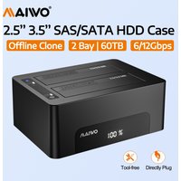 MAIWO 2 Bay SAS/SATA Hard Drive Enclosure with Offline Clone 2.5/3.5 Inch SSD/HDD SAS Hdd Docking Station Hdd Caddy Hdd Case