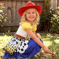 Jessie Toy Story Costume For Girls, Cowgirl Print Short Sleeve Dress For Cosplay Halloween Party
