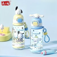 X&W Sanrio Kuromi Water Kettle 600ml Cartoon Plastic Cup Portable Double Drinking Bottle with Straw Outdoor Juice Milk Water Cup