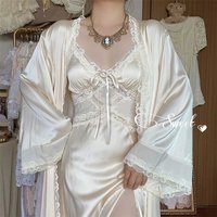 Sweet Nightgown Women Lovely Sleepwear French Nightgown Retro Silky Skin-friendly Leisure Nightdress Sleepwear Women's Pajamas