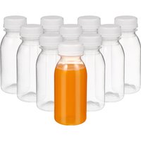 10pcs 200/250/300/350ml Transparent Water Bottle Plastic Juice Bottle PET Milk Beverage Bottle With Lid Camping Hiking Drinkware