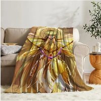 AliExpress Cartoon Blanket Saint Seiya Sofa Camp Nap Bedspread Soft Bicycle Blanket Fleece Home Textile Birthday Gift Blanket Bedroom Decor