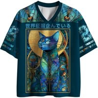 Cat Men's T-shirt New Fashionable V-neck 3D Quick Drying Leisure Outdoor Sports Adult and Children's Parent Child T-shirt
