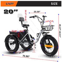 AliExpress NONE 20-Inch Folding Fat Tire Electric Tricycle, Pedal Tricycle, Snow Lithium Battery Bicycle