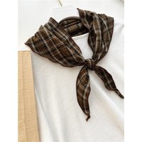 Retro Cotton Plaid Versatile Small Winter Women Scarf Shawl Spring Autumn Scarf Neck Protection Men's Triangular Scarf Headscarf