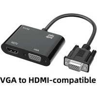 VGA(Host) to VGA/HDMI-compatible Display Adapter with 3.5mm Audio USB Power Cable 1080P Converter for Laptop Desktop PC Monitor
