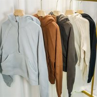Autumn and Winter Yoga Wear for Women, Sports Half-Zip Fleece Hoodie, Casual Loose Short Style Fleece Sweatshirt