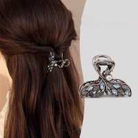 French Pearl Crystal Fish Tail Hair Claw High-end Alloy Hair Clip Small Size Back of Head Half-tied Hair Gripper for Women
