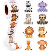 500Pcs Chibi Lion Tiger Roll Stickers - Cute Cartoon Gift Packaging Labels, Adhesive Reward Stickers