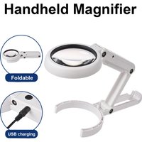 Multifarious Hand Desktop Magnifier Stand with LED Light Welding Illuminated Magnifying Glass Clip Clamp Helping for Crafting Cl