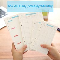 A5 A6 Blue To Do/Weekly/Monthly/Grid Refill Loose-leaf Binder Inside Page Agenda School Stationery