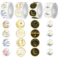 1Roll EID Mubarak Roll Stickers Ramadan Kareem Gifts Packaging Seal Stickers Festival Party Decor EID Gift Labels