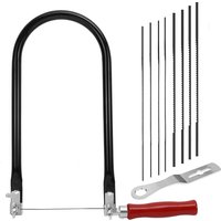 260mm U Shaped Hand Saw with 8 Replaceable Blades Wood Handle for Cutting Wood Plastic and Thin Metal Materials