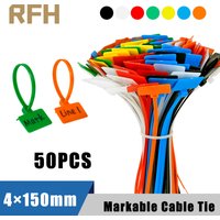 50pcs Easy Mark 4*150mm Nylon Cable Ties Tag Labels Plastic Loop Ties Markers Cable Tag self-locking Zip Ties