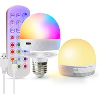 E27 LED Light Bulb RGB USB Rechargeable 5V Charging Smart Remote Control Camping Equipment Party For Home Ampoules LED Lamp