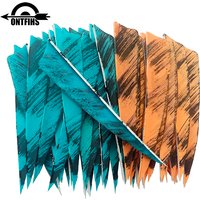 50Pcs ONTFIHS 4 Zoll Befiederung Pfeil Schild Cut Türkei Federn Tinte Malerei Bogenschießen DIY Zubehör Jagd Schießen