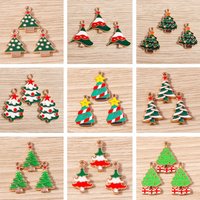 10pcs Mix Cute Enamel Christmas Tree Charms for Drop Earrings Pendants Necklaces Bracelets DIY Crafts Jewelry Making Accessories