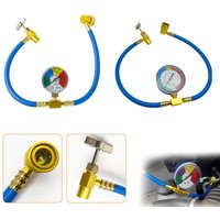 R134aR12 Automotive AC Refrigerant Charge Hose Set With Pressure Gauge 1/2acme A/C Recharge Measuring U-Hose Removable