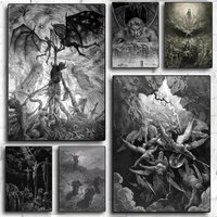 G-gustav Dore Satan Paradise Lost Monster Poster Modern PP Paper Wall Art Sticker Minimalist Decorative for Home Wall Decor Gift