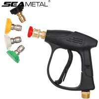 SEAMETAL Car Wash Gun Short Handle High Pressure Washer Gun with 5 Spray Nozzle Tips For Car Washing And Garden Cleaning Tools