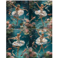 Hand Paint A ballet dancer surrounded by goldfish Painting By Numbers Kit DIY Acrylic Artwork Canvas Art Gift Home