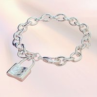 Charm Lock 925 Sterling Silver Chain Bracelet For Women Lady Men Lover Wedding Party Gift Daily Outfits Parties Holiday Gifts