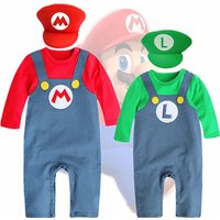 Baby Boy Anime Hooded Brothers Bodysuit Autumn and Winter Thin Section Fleece Long Sleeve Bodysuit Party Holiday Costume Red