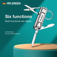 MR.GREEN Multifunctional Nail Clipper Stainless Steel Six Functions Nail Files Bottle Opener Small Knife Scissors Nail Cutter