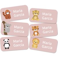 72pcs Personalized Name Labels, Custom 2-Line Cute Animal Stickers for Stationery, Bottles, Boxes & Folders