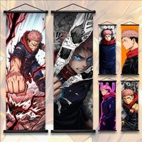 Itadori Yuji Jujutsu Kaisen Anime Wall Art Fabric Hanging Scroll Gift for Fans Bedroom Home Decor