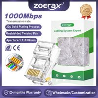 ZoeRax 100-PACK CAT6A CAT6 CAT5E Pass Through Connector Ethernet Connectors UTP Network Plug for Solid Wire and Standard Cable