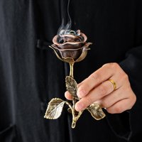 1pcs Rose-Scented Incense Burner - Feng Shui Decorative Item, Suitable for Meditation, Yoga, Home Decor, Valentine's Day Gift