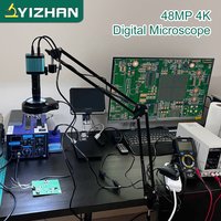 YIZHAN 48MP 4K elektronika mikroskop lutowniczy FULL HD 1080P kamera HDMI oprogramowanie USB 1-150x stojak na obiektyw wysyłka z Europy
