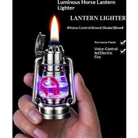 Vintage Lantern Kerosenes Lighter, Voice Control Ignition LED Color Light Retro Lamp Style Lighter
