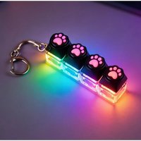 LED Light Cat Paw Keyboard Keychain Portable Stress Relief Fidget Toy Desktop Accessory for Office Decor Anti-Anxiety Small Gift
