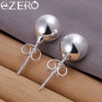 fashon 8mm Beads popular product women charm 925 Stamp silver wedding Earring stud lady cute Jewelry free shipping
