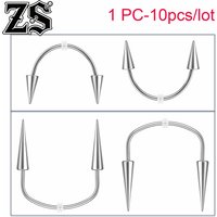 ZS 1 PC-10pcs/lot 16G Halloween Stainless Steel Lip Studs Women Men Punk Lip Piercing Spike Taper Smiley Piercings Fang 19/22MM