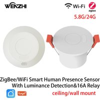 ZigBee/Wifi MmWave Radar présence humaine capteur de mouvement interrupteur de lumière détection de luminosité 110/220V Tuya vie intelligente domotique