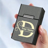 Customized Engraved Letter Name Faux Metal Texture Cigarette Box -Personalized , Fashionable BlackFinish, Durable