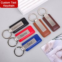 Personalized Custom Keychain Customized Text Metal Key Ring PU Leather Gift For Men Women Laser Engraved Date Name Key Chain