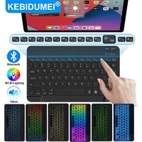 KEBIDUMEI Mini Bluetooth Keyboard Wireless RGB Backlit Keyboard Rechargeable Silent Keyboard Ultra Slim Touch Keyboard For iPad