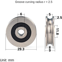 6*29.3*8mm stainless steel pulley, steel rope sling, waterproof, rustproof, non SUS304 bearing wheel groove, U groove type