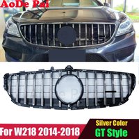 W218 Grille GTR GT Style Front Bumper Mesh Hood Grille Grill For Mercedes Benz CLS Class W218 C218 Facelift 2014-2018 Silver