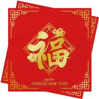 Chinese New Year Napkins Party Table Decorations Red Gold Happy Chinese New Year Paper Napkins Serviettes Spring Festival Party